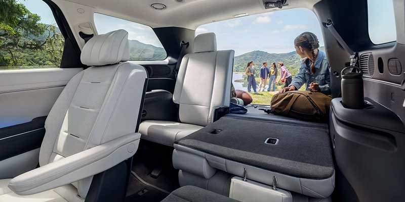 2026 Hyundai Palisade interior with folded rear seats and cargo space