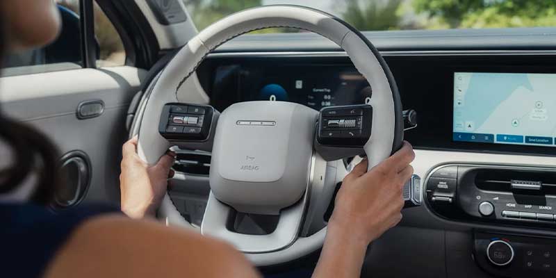 2026 Hyundai Palisade interior steering wheel and digital display view